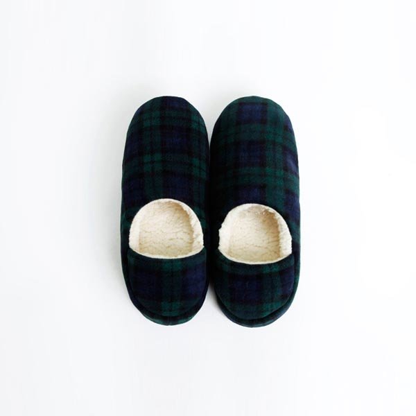 Pantoufles Bootee de laine polaire à carreaux pantoufles hommes yesmqn chauds